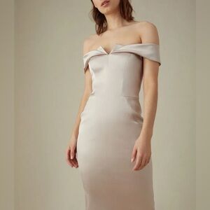 Off the Shoulder Pencil Dress (Midi Dress) — Karen Millen Origami Bardot